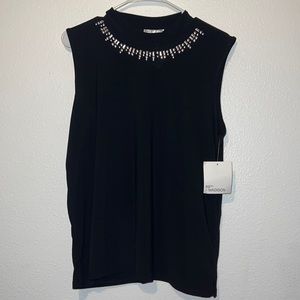 Women's high neck sleeveless blouse with silver embellishments